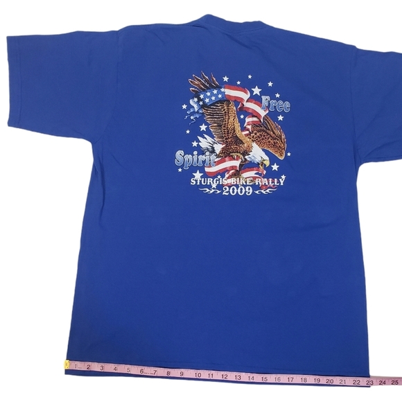 2009 Sturgis Motorcycle Rally T-Shirt Sz XL ? Blue American Flag Eagle Bike Week - Picture 7 of 7